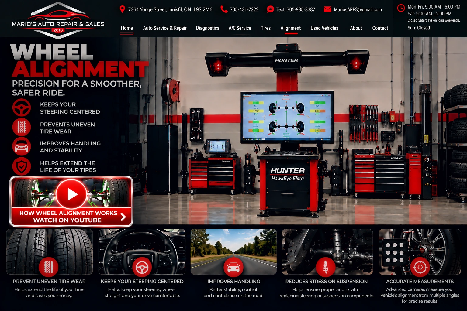 Hunter HawkEye Elite wheel alignment service